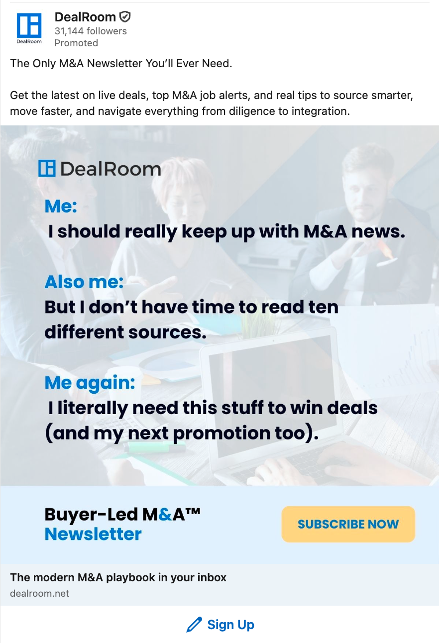 Buyer-Led M&A™ Newsletter ad