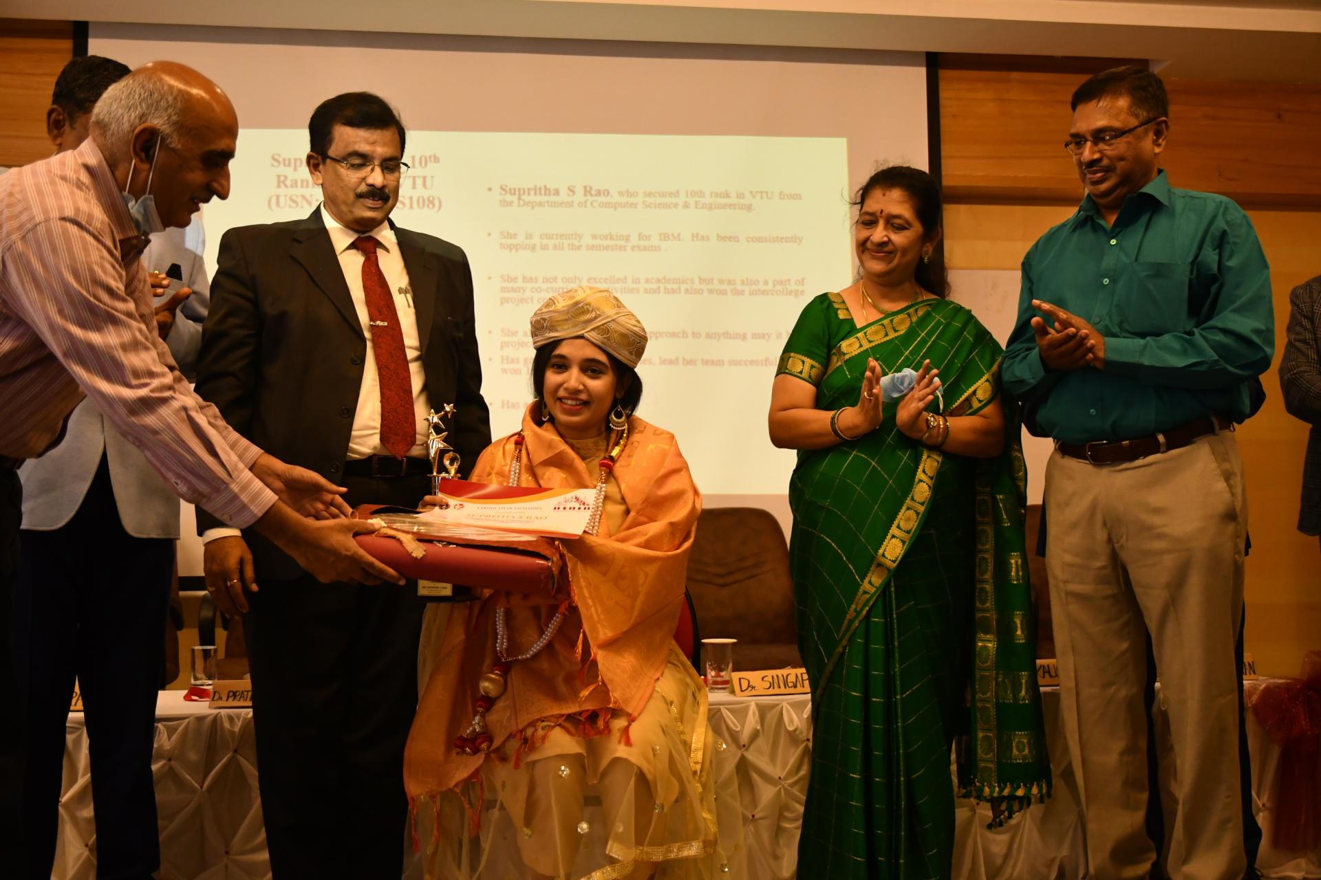 Supritha honored as a university rank holder